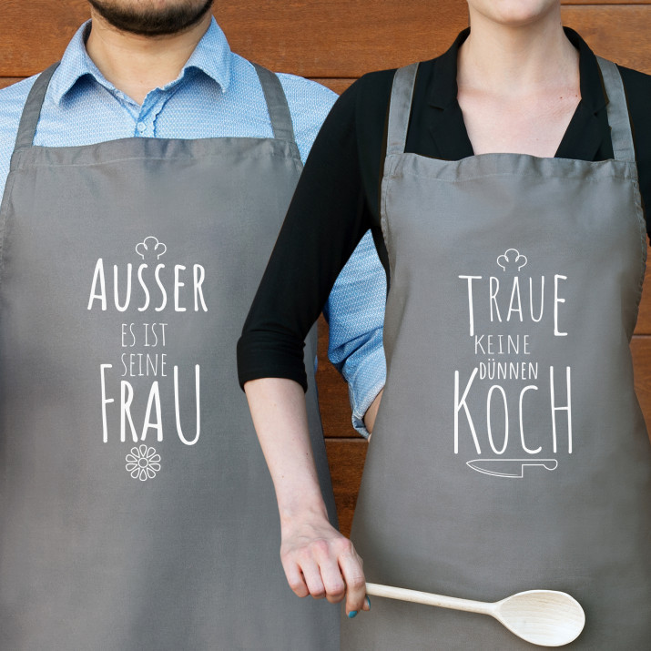 Traue keinem schlanken Koch - Set mit 2 Kochschürzen Traue keinem schlanken Koch - Set mit 2 Kochschürzen